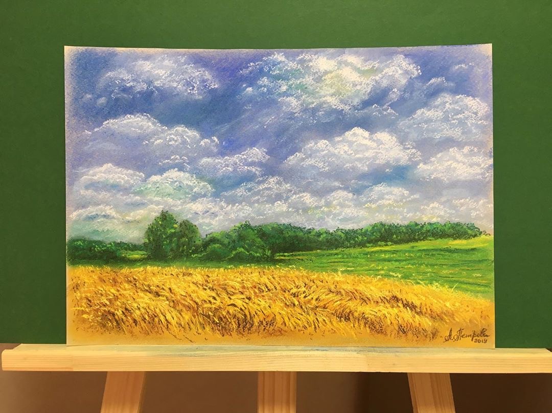 "Пшеничное поле", сухая пастель