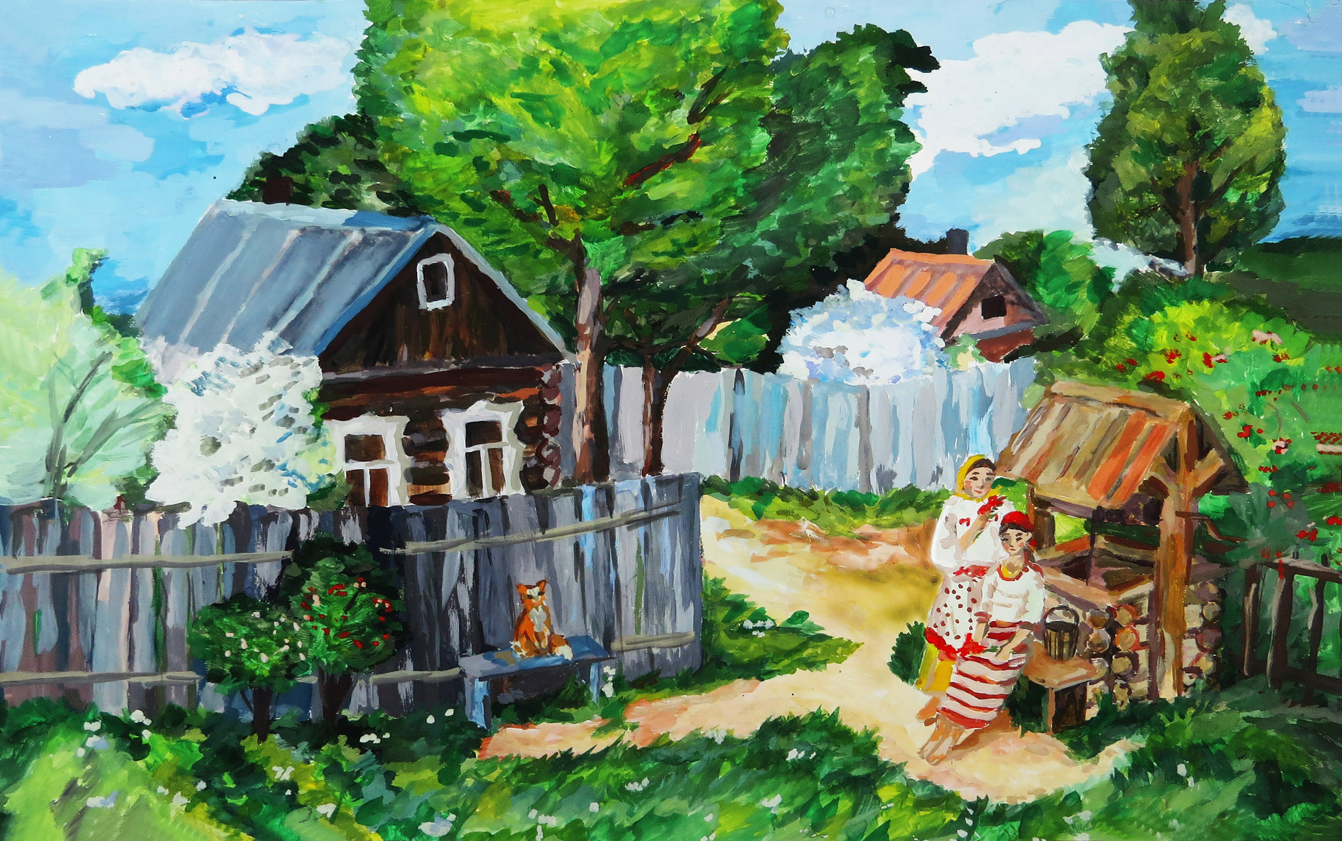 Детство в деревне рисунок